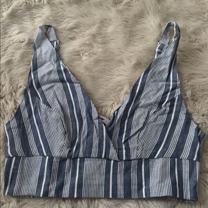 American Eagle Outfitters Navy and White Striped Top